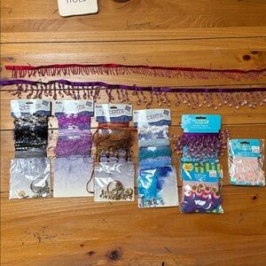Assorted Craft Trims & Embellishments - Purple, Blue, Pink, Gold